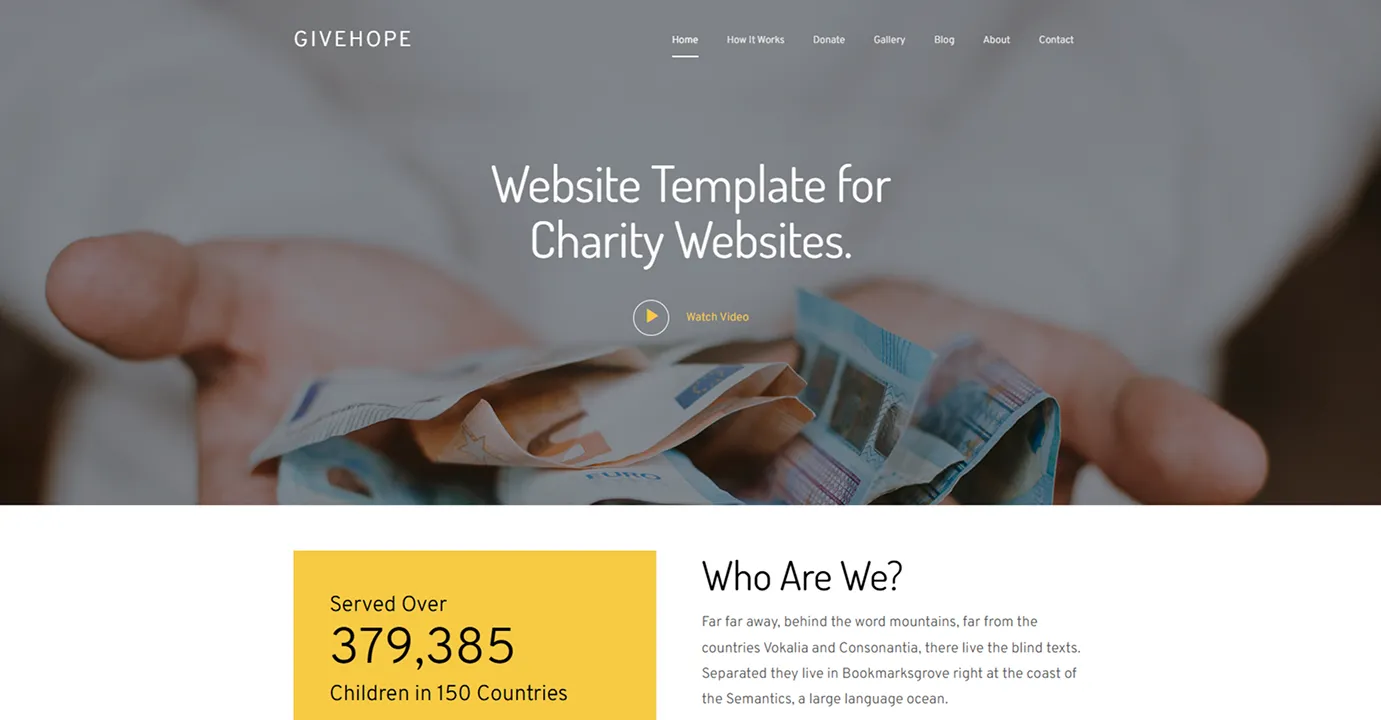 Charity Website Template (Gray)